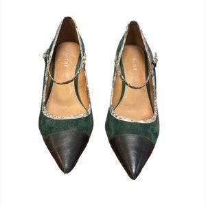 Emerald Green Suede Coach Heels